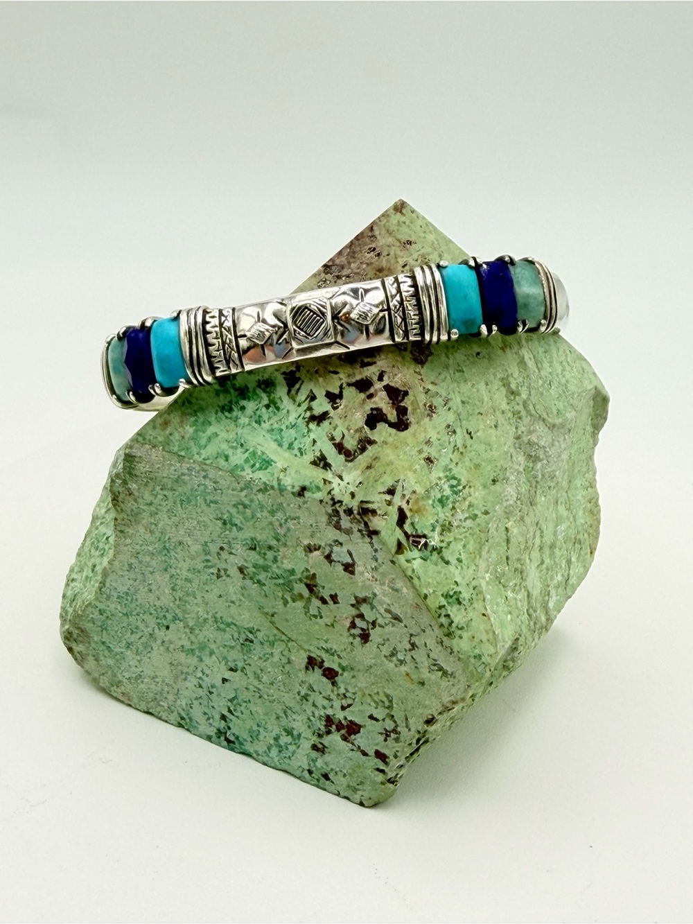 Silpada Sterling Silver, Amazonite, Howlite & Lapis ‘BEACH HOUSE’ Cuff Bracelet